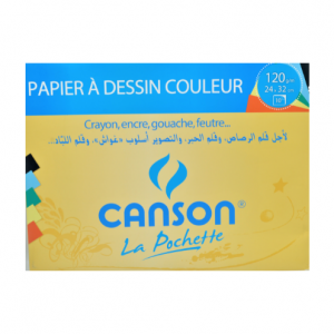 POCHETTE 10 PAPIER DESSIN COULEUR 24*32cm 120G -CANSON-