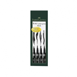 SET DE 4 PITT ARTIST PEN BLACK -FABER CASTELL-